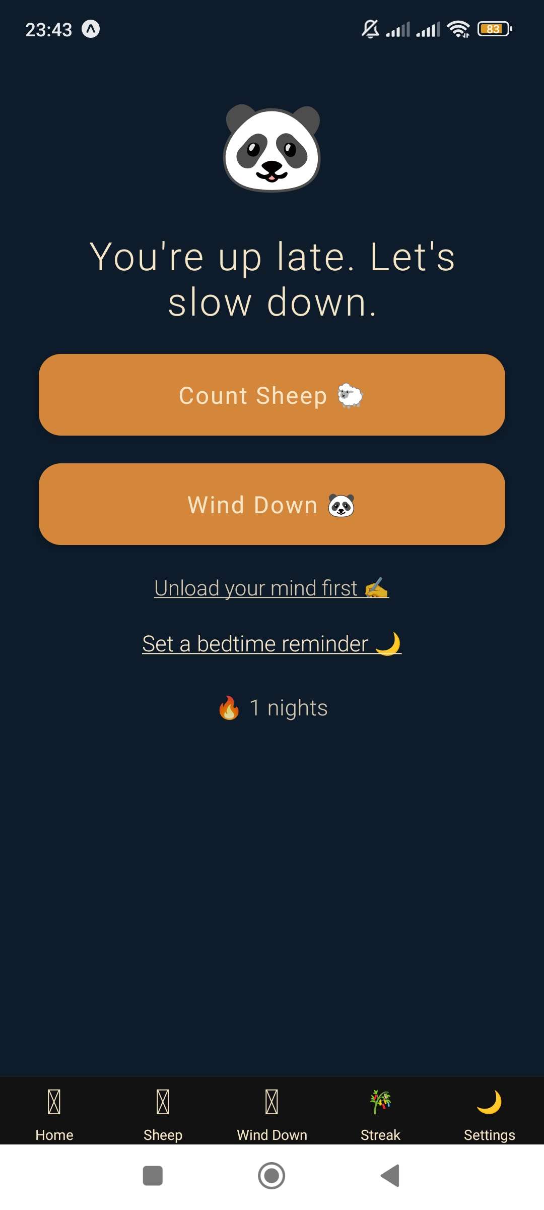 Pandron home screen